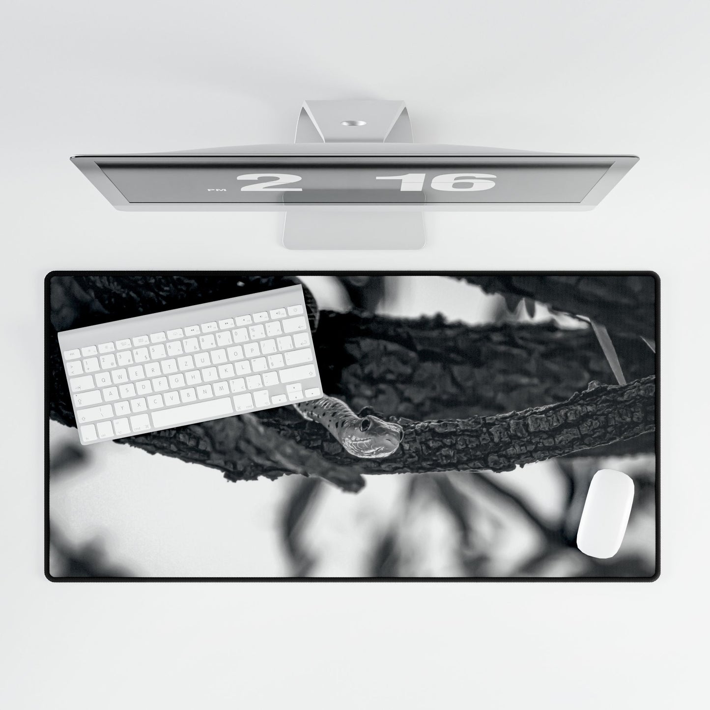 Spotted-Bush Snake Desk Mats B&W