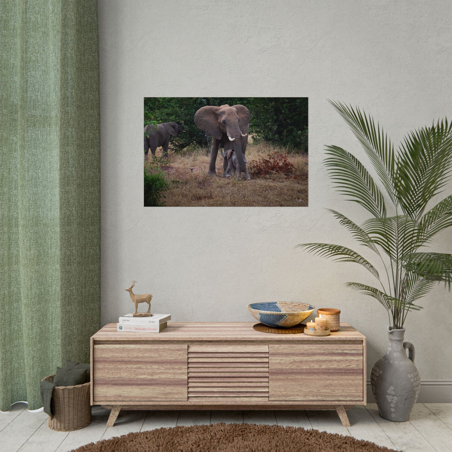 Rolled Posters - Elephant and Baby 36" x 24" (Horizontal) Fine Art
