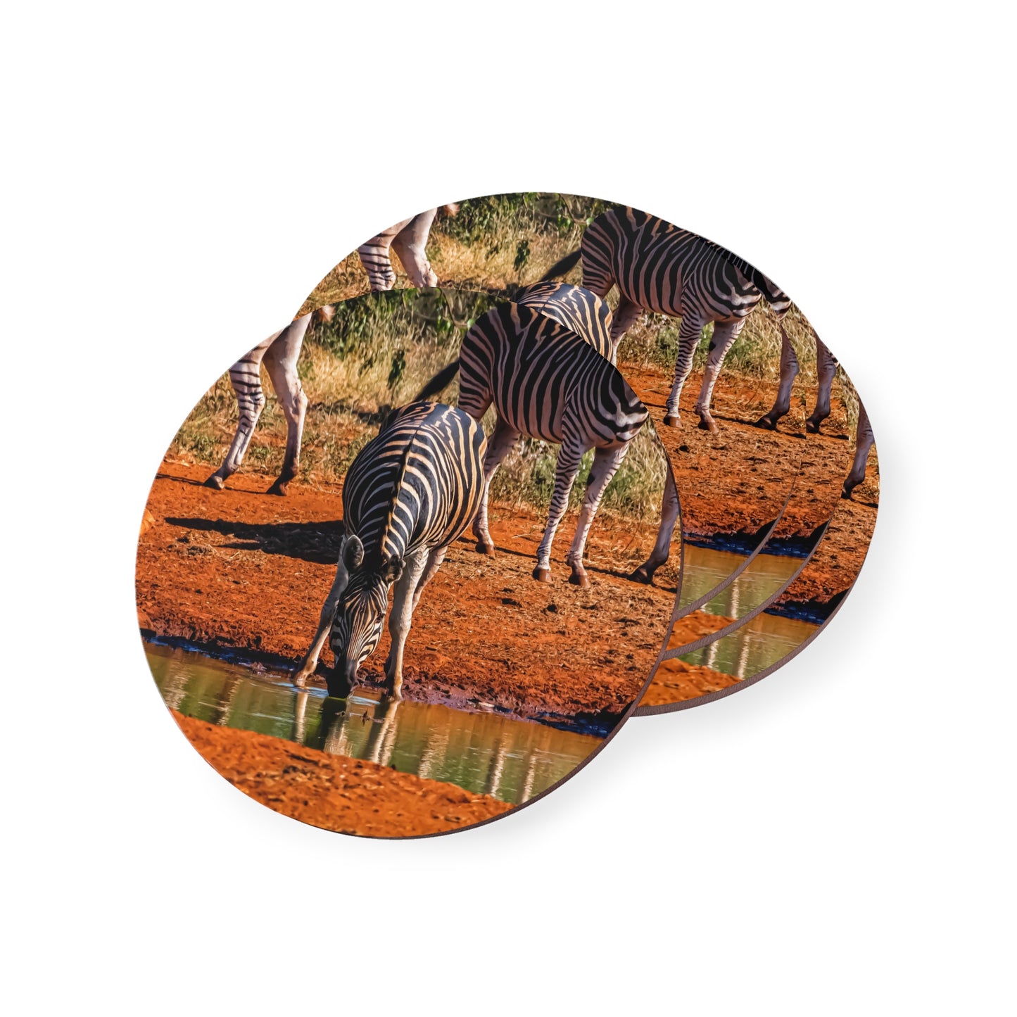 Drinking Zebra Coasters Round 3.7" x 3.7" 4pcs