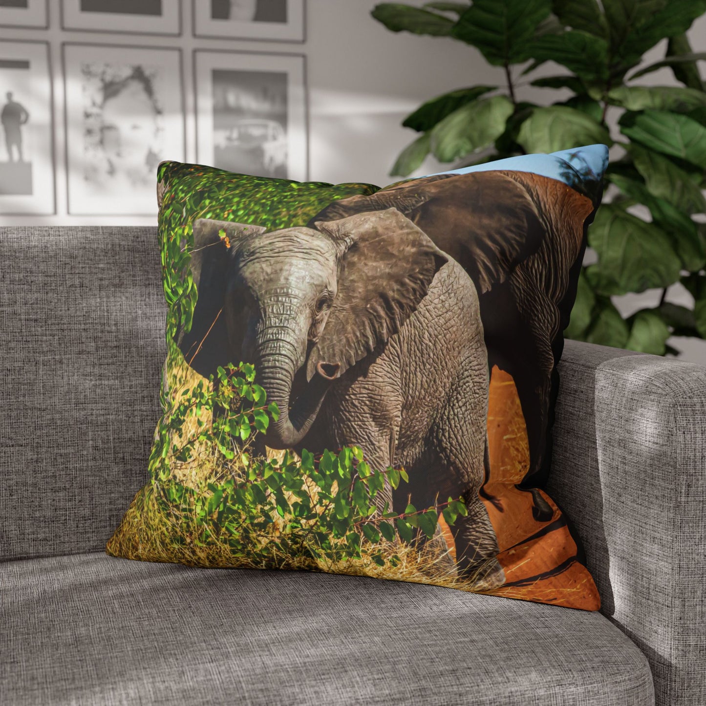 Poly Canvas Pillowcase - Young Elephant