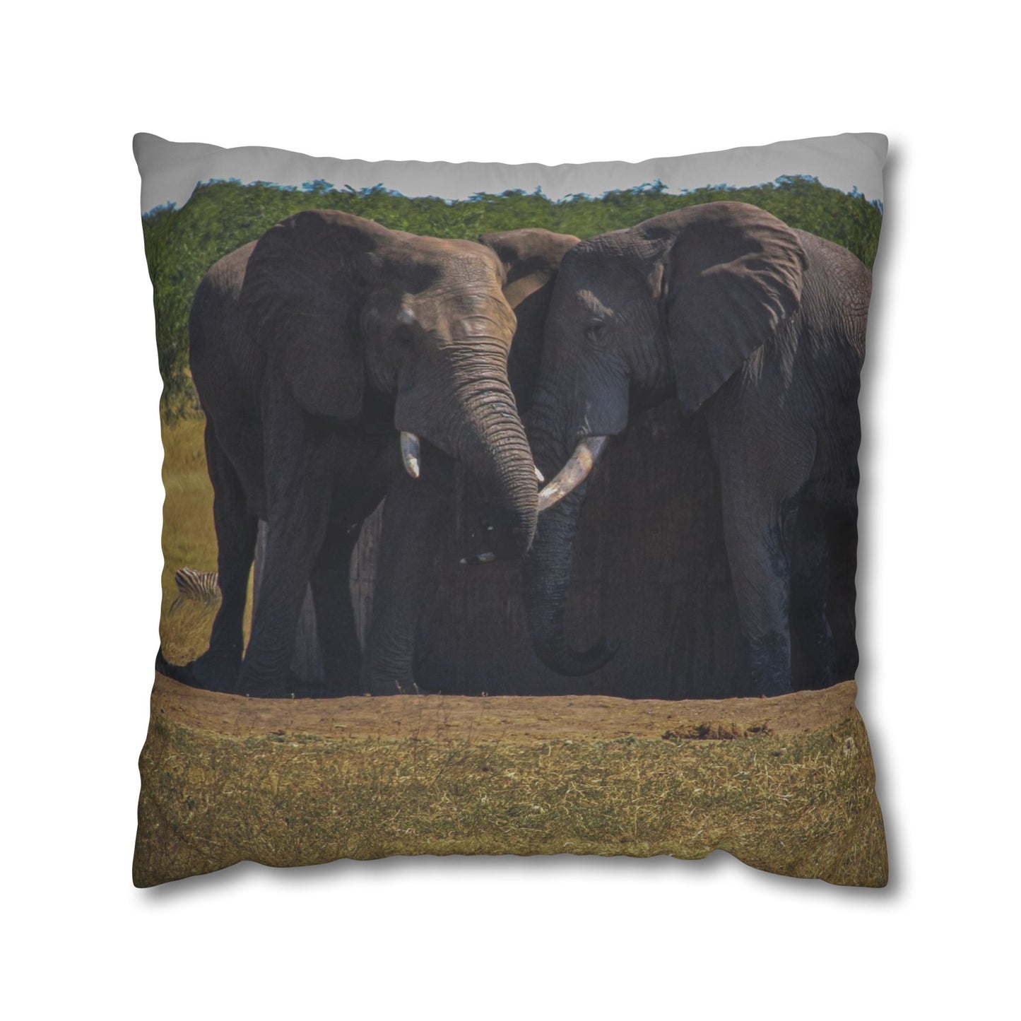 Poly Canvas Pillowcase - Elephant Friends 24" × 24"