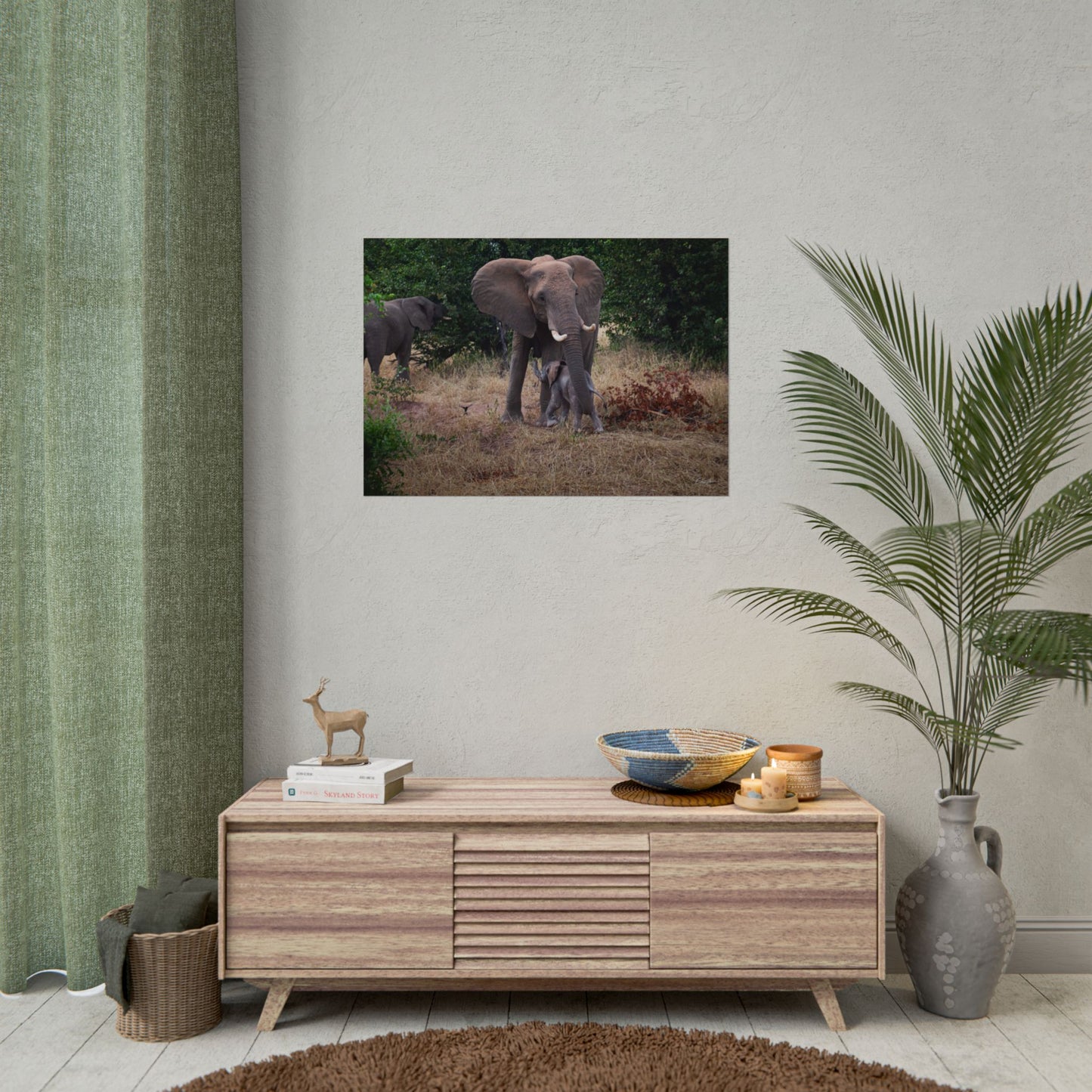 Rolled Posters - Elephant and Baby 33.1" x 23.4" (Horizontal) Fine Art