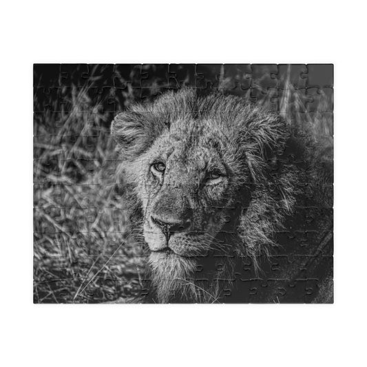 Majestic Old Lion Jigsaw Puzzle B&W 110 pcs (Horizontal)