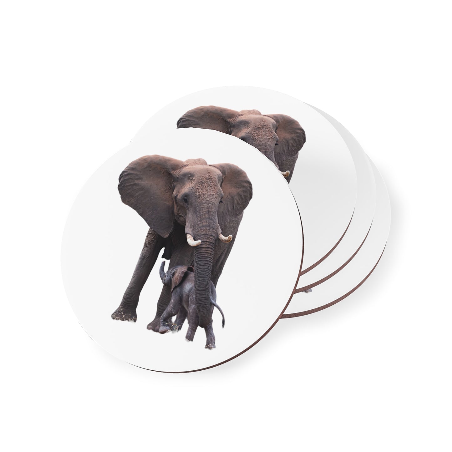 Calf Drinking Elephant Coasters Round 3.7" x 3.7" 4pcs
