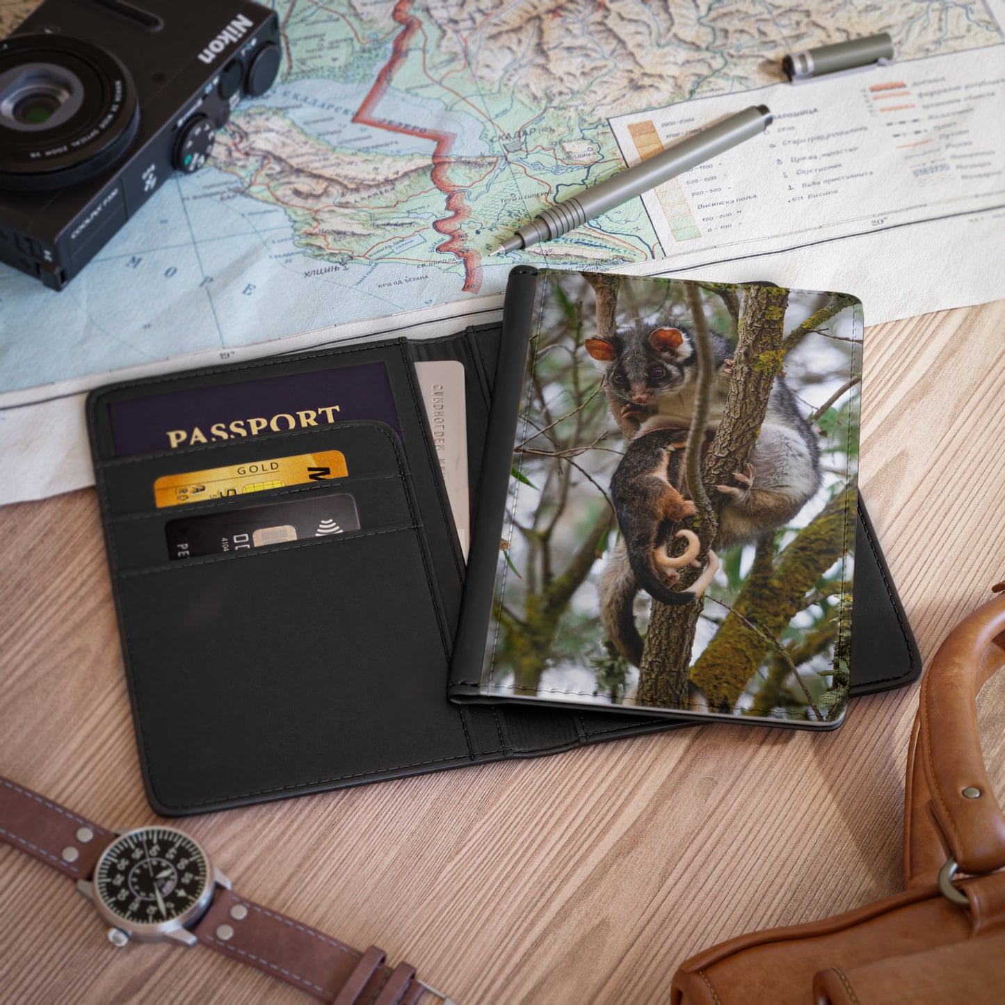 Passport Cover - Possum and Joeys 3.9" x 5.8" Black