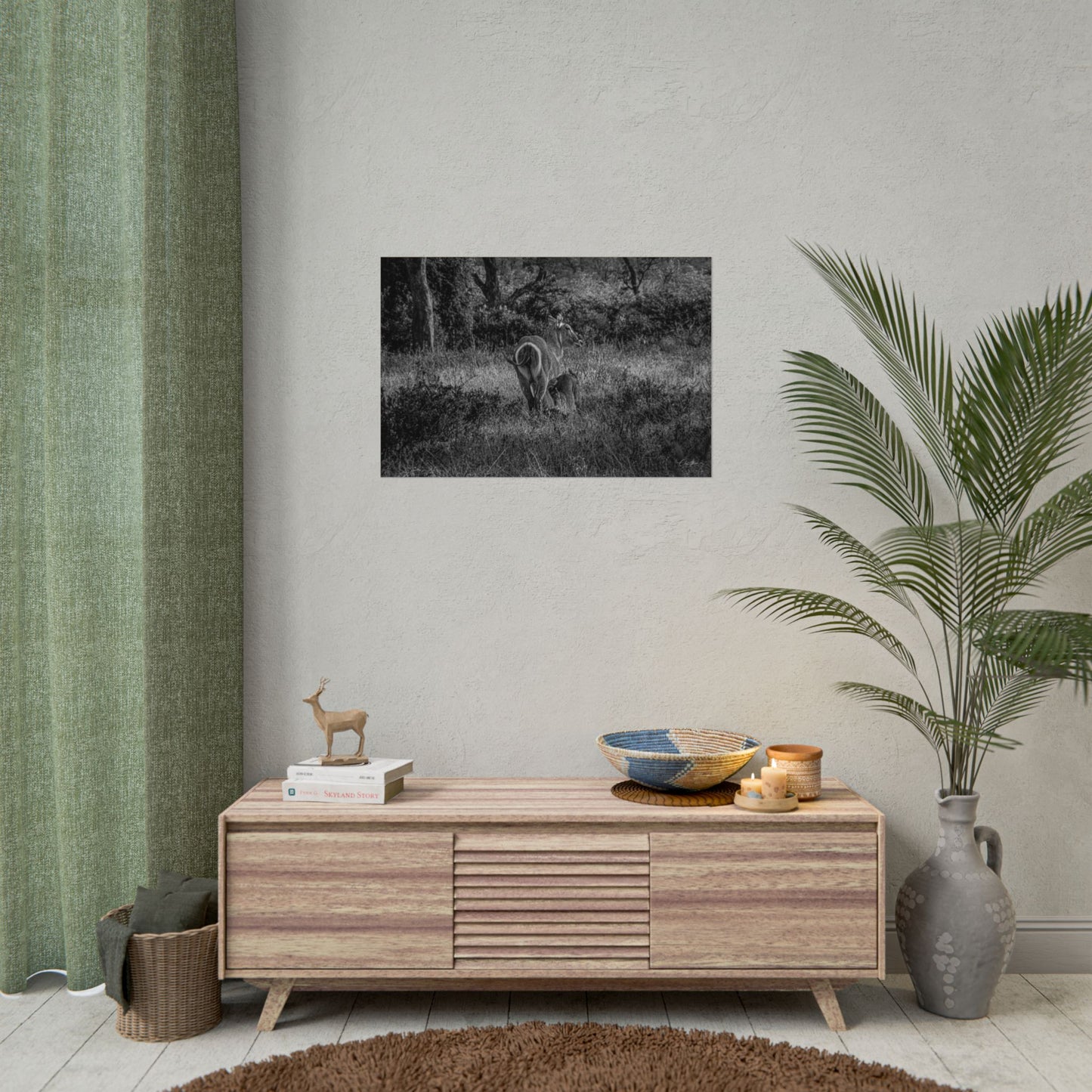 Waterbuck Baby Animal Posters B&W 30″ x 20″ (Horizontal) Fine Art