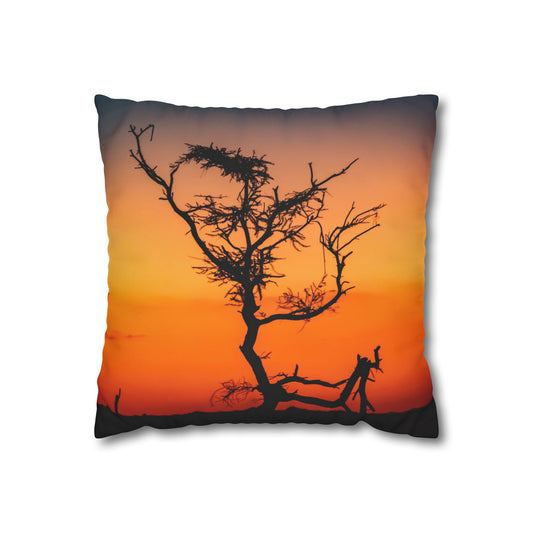Poly Canvas Pillowcase - Sunset over the Kalahari 16" × 16"