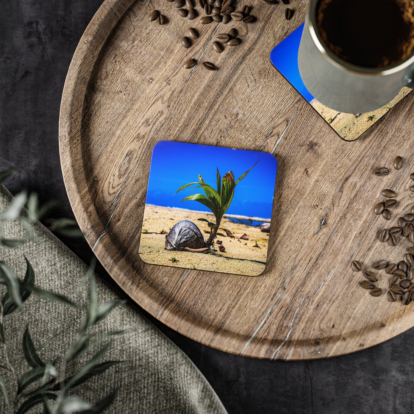 Beach Coconut Coasters Square 3.7" x 3.7" 1pc