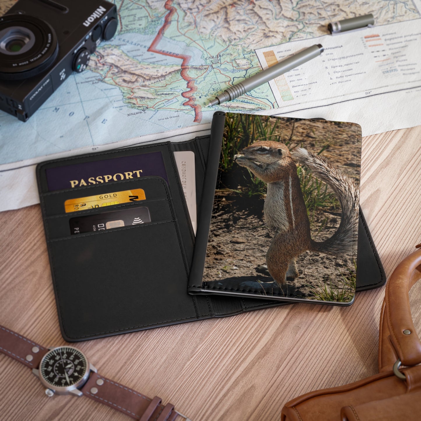 Passport Cover - Ground Squirrel 3.9" x 5.8" Black