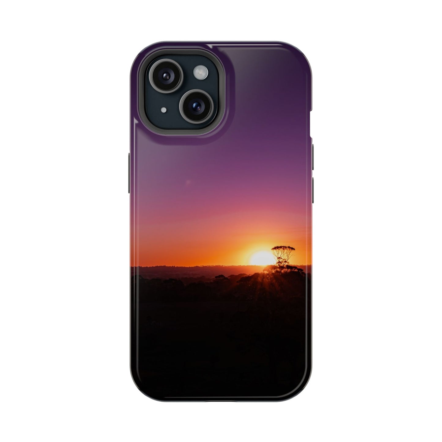 Magsafe® Compatible Tough Cases - Purple Sunset iPhone 15 Glossy