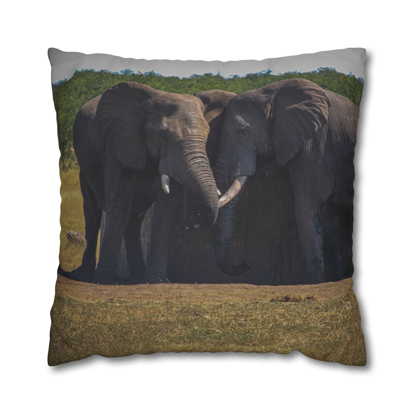 Poly Canvas Pillowcase - Elephant Friends 26" × 26"