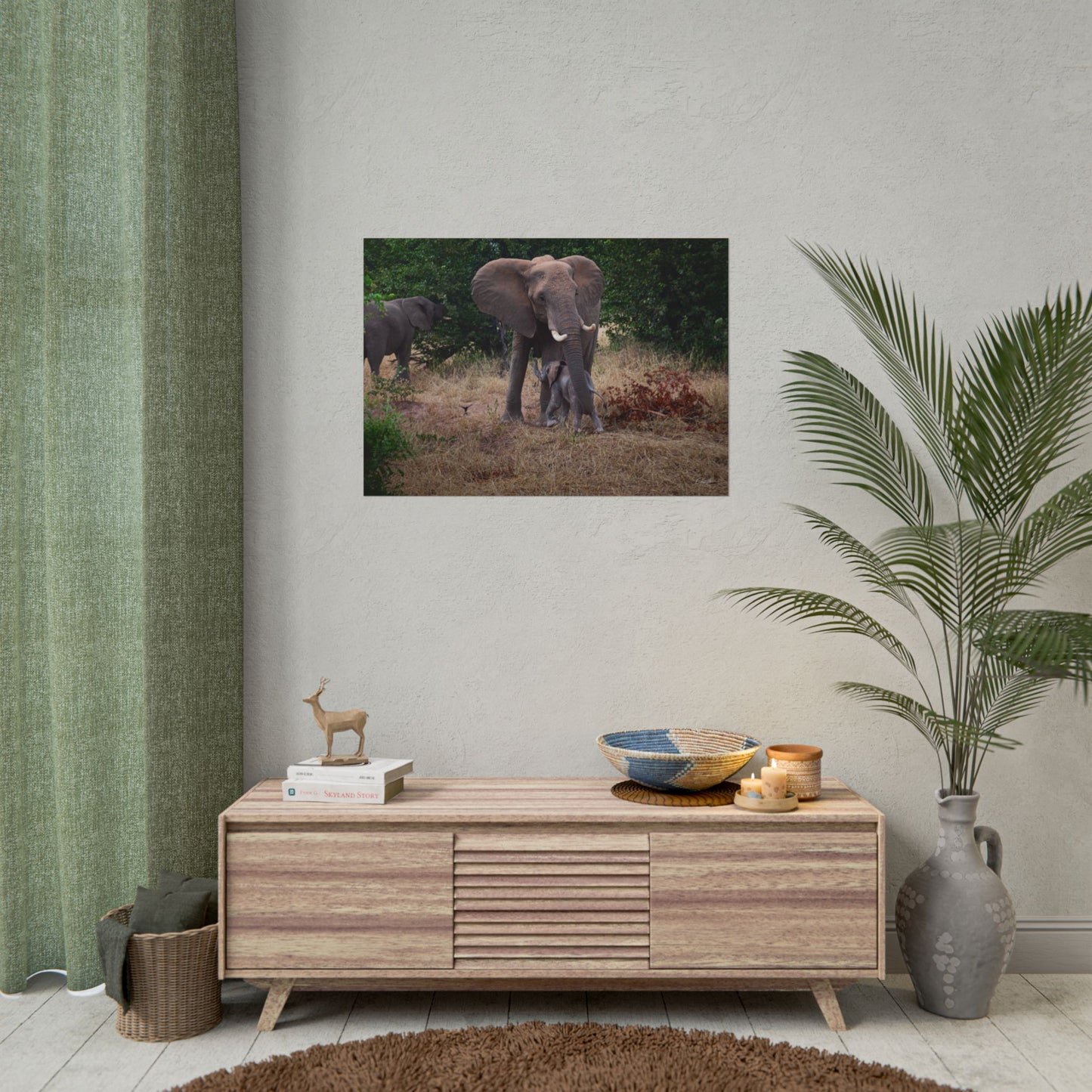 Rolled Posters - Elephant and Baby 33.1" x 23.4" (Horizontal) Matte