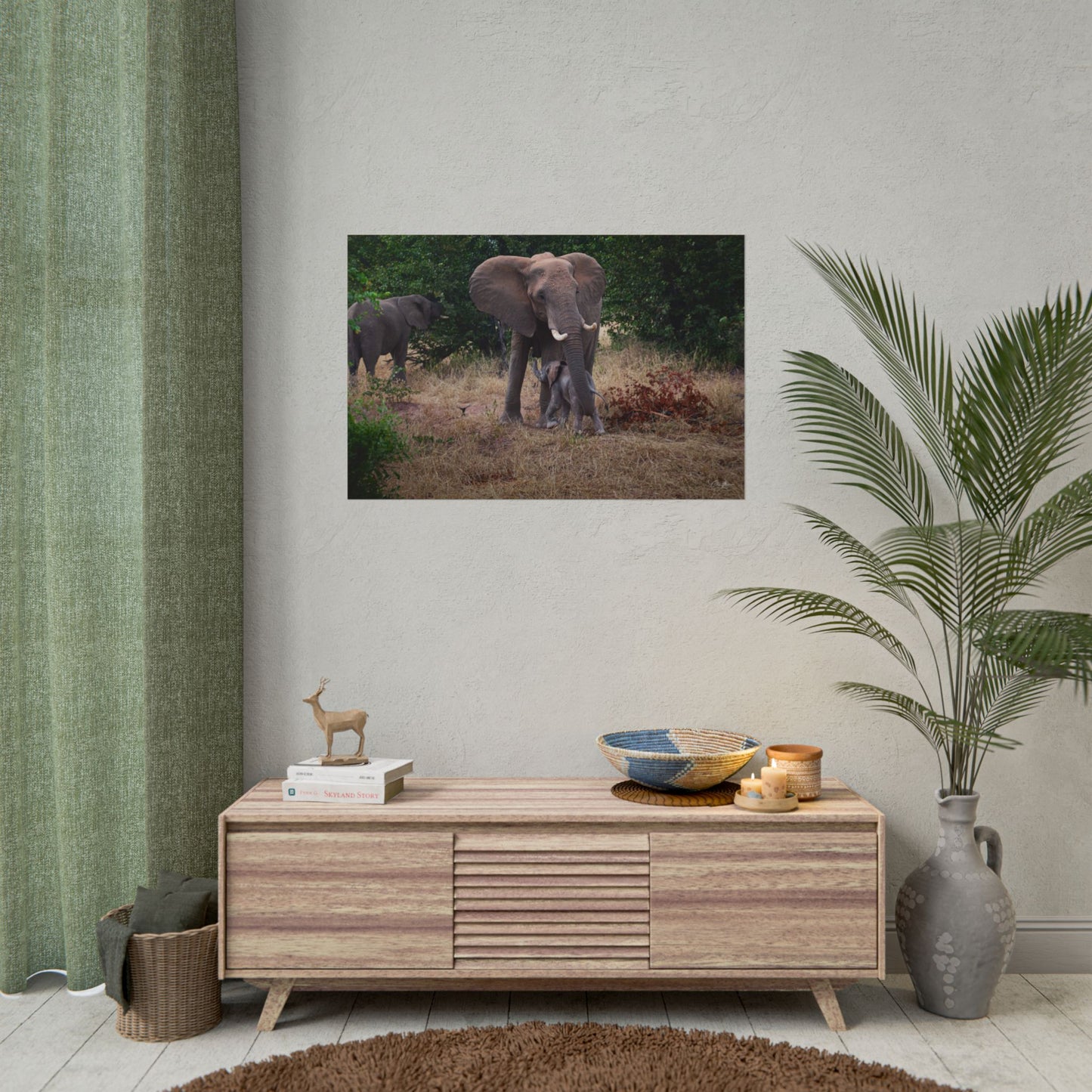 Rolled Posters - Elephant and Baby 36" x 24" (Horizontal) Matte