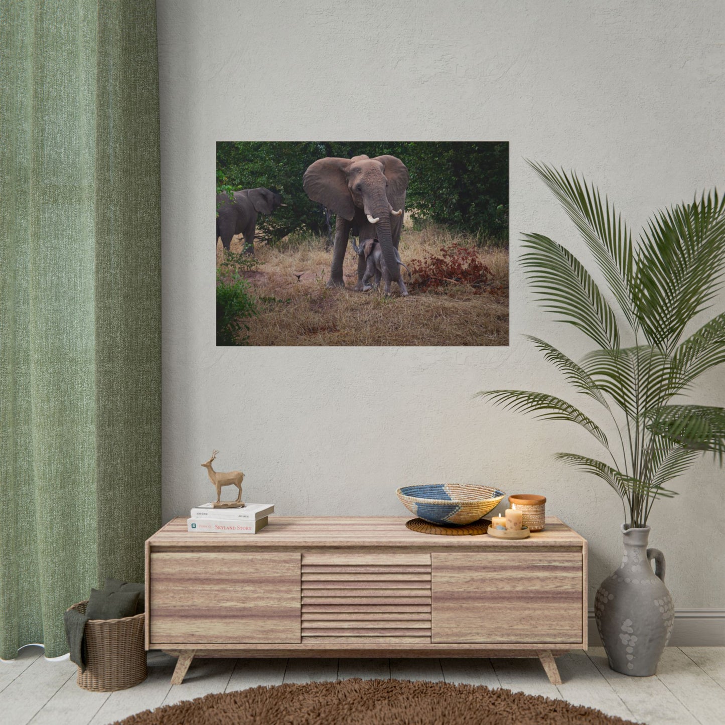 Rolled Posters - Elephant and Baby 40" x 28" (Horizontal) Matte