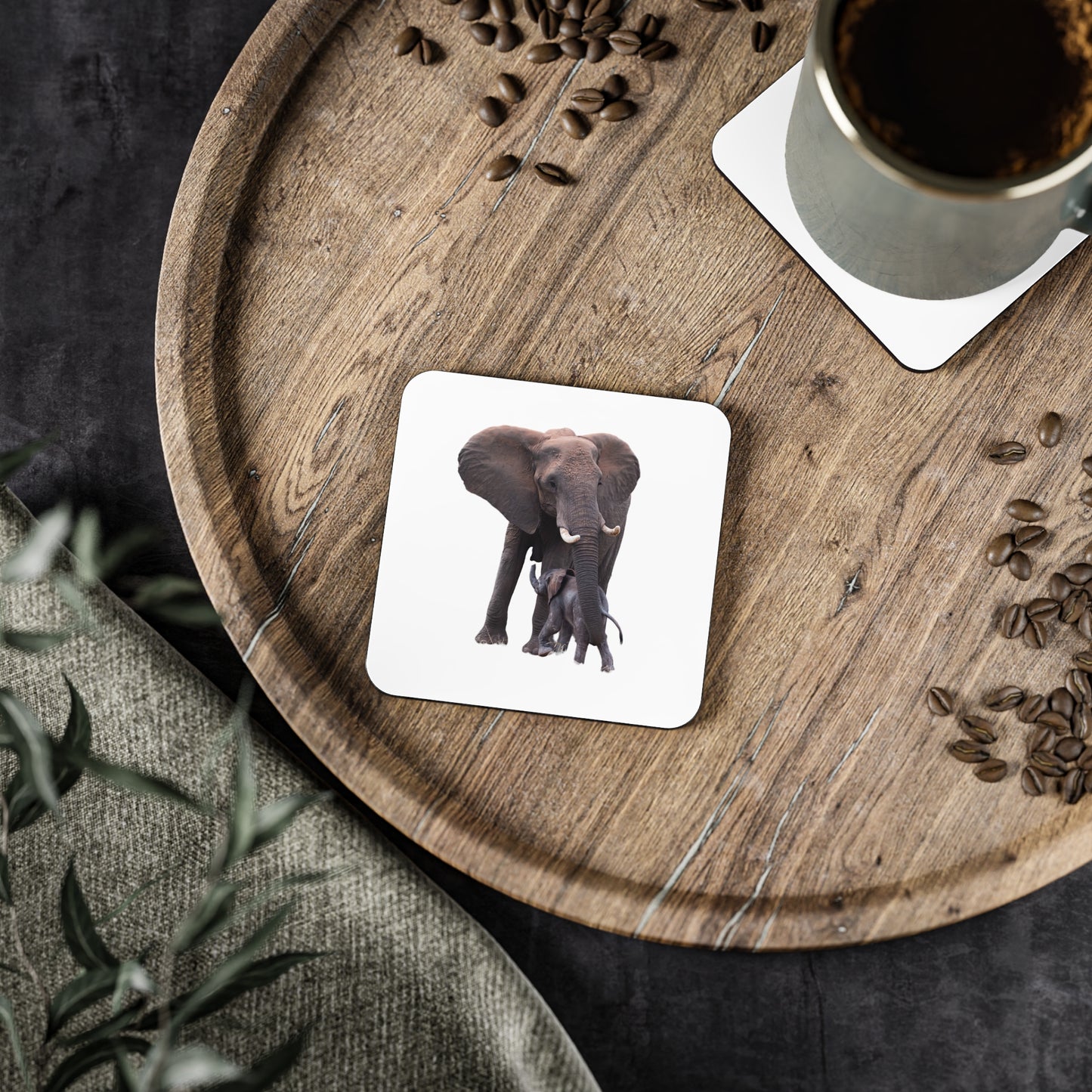 Calf Drinking Elephant Coasters