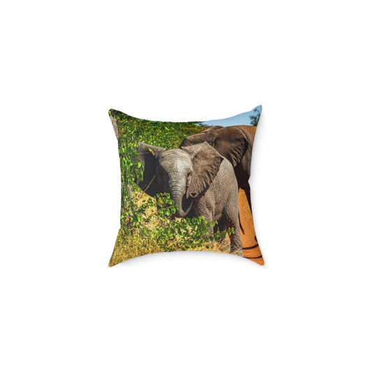 Young Elephant Pillow 16" × 16"