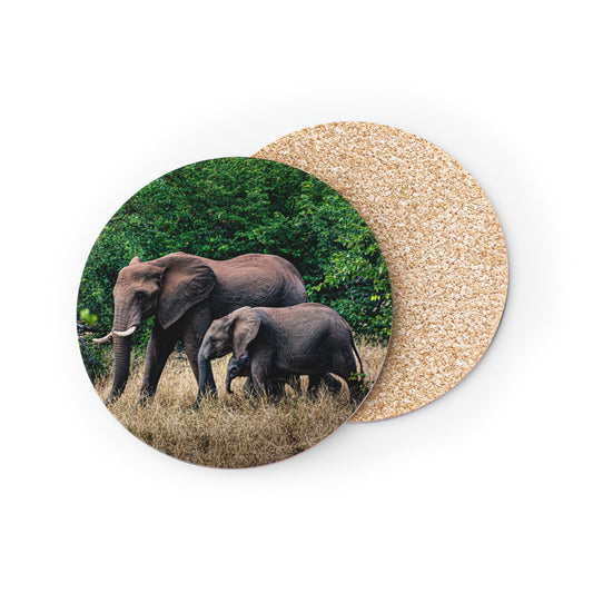 Family of Elephants Coasters Round 3.7" x 3.7" 1pc
