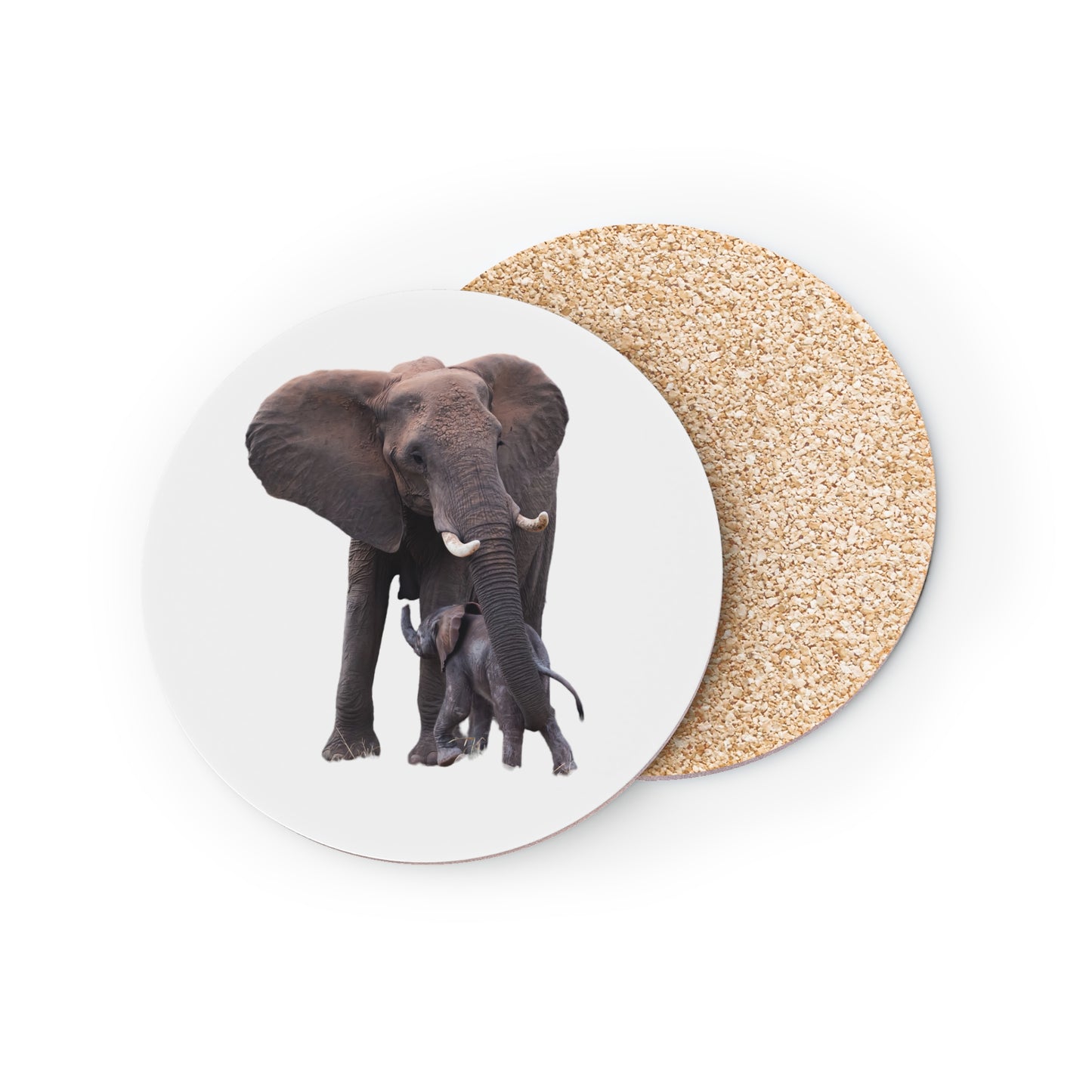 Calf Drinking Elephant Coasters Round 3.7" x 3.7" 1pc