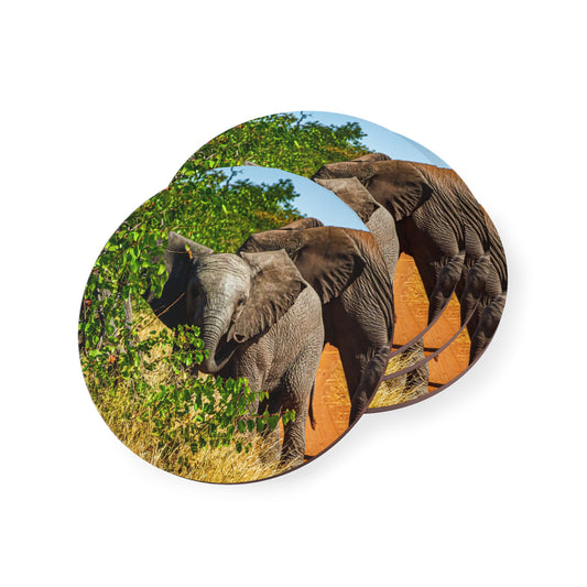 Elephant Coasters For Drinks Round 3.7" x 3.7" 4pcs