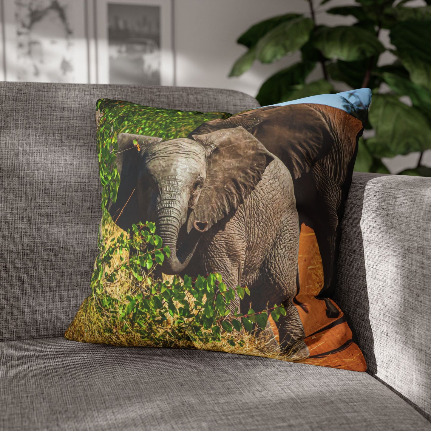Poly Canvas Pillowcase - Young Elephant
