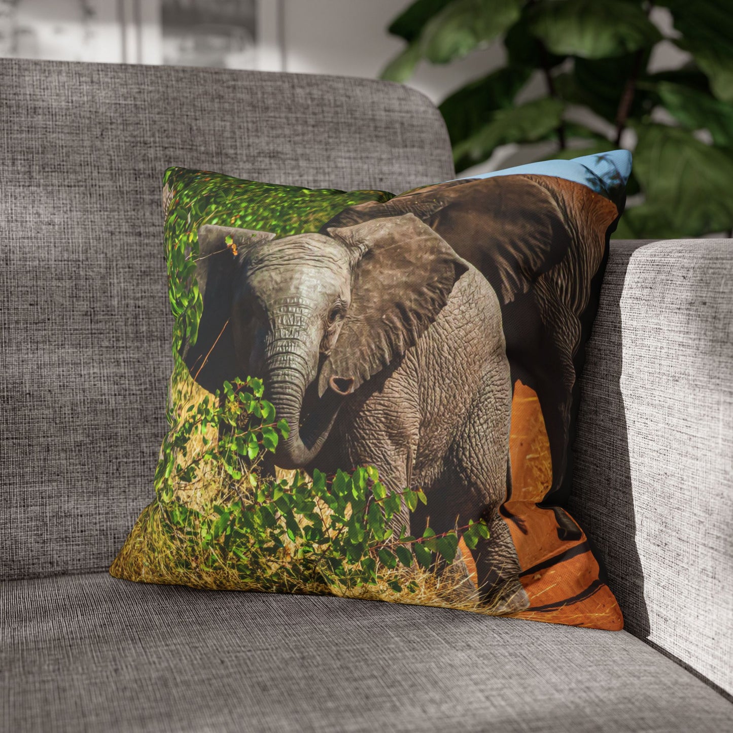 Poly Canvas Pillowcase - Young Elephant