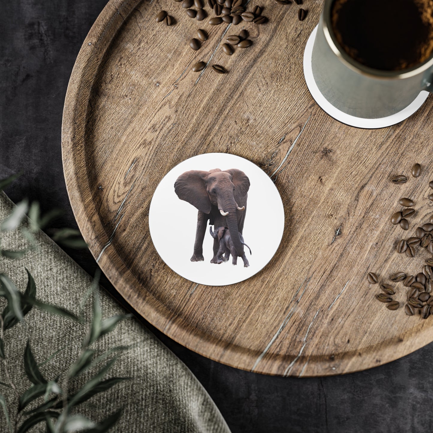 Calf Drinking Elephant Coasters