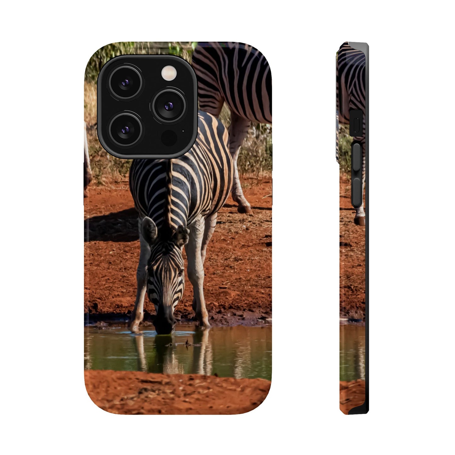 Magsafe® Compatible Tough Cases - Zebra Drinking iPhone 14 Pro Glossy