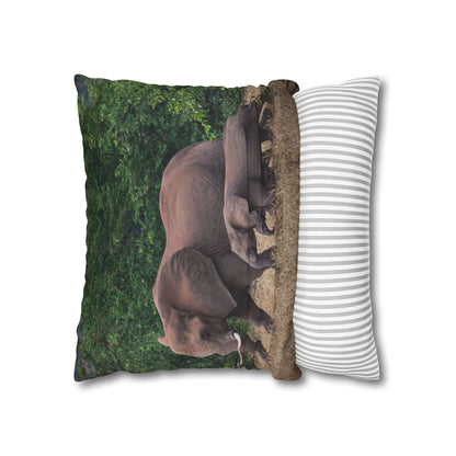 Poly Canvas Pillowcase - Elephant Family