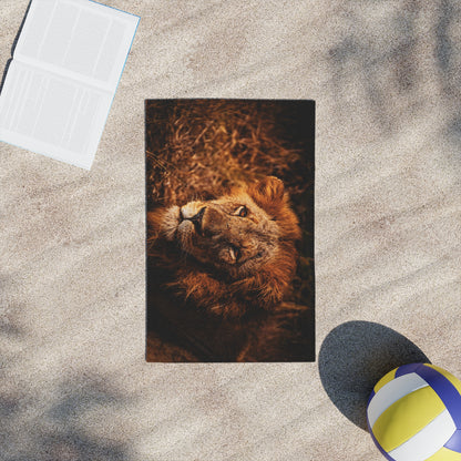 Lion Portrait Beach Towels