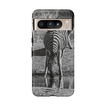 Tough Case - Zebra Drinking B&W Google Pixel 8 Pro Matte