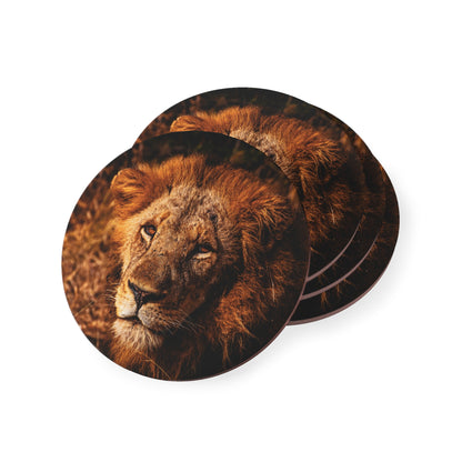 Male Lion Coasters Round 3.7" x 3.7" 4pcs