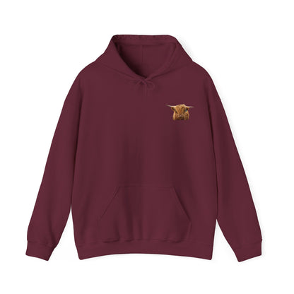 Highland Cow Hoodie Maroon