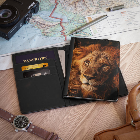 Passport Cover - Old Lion 3.9" x 5.8" Black