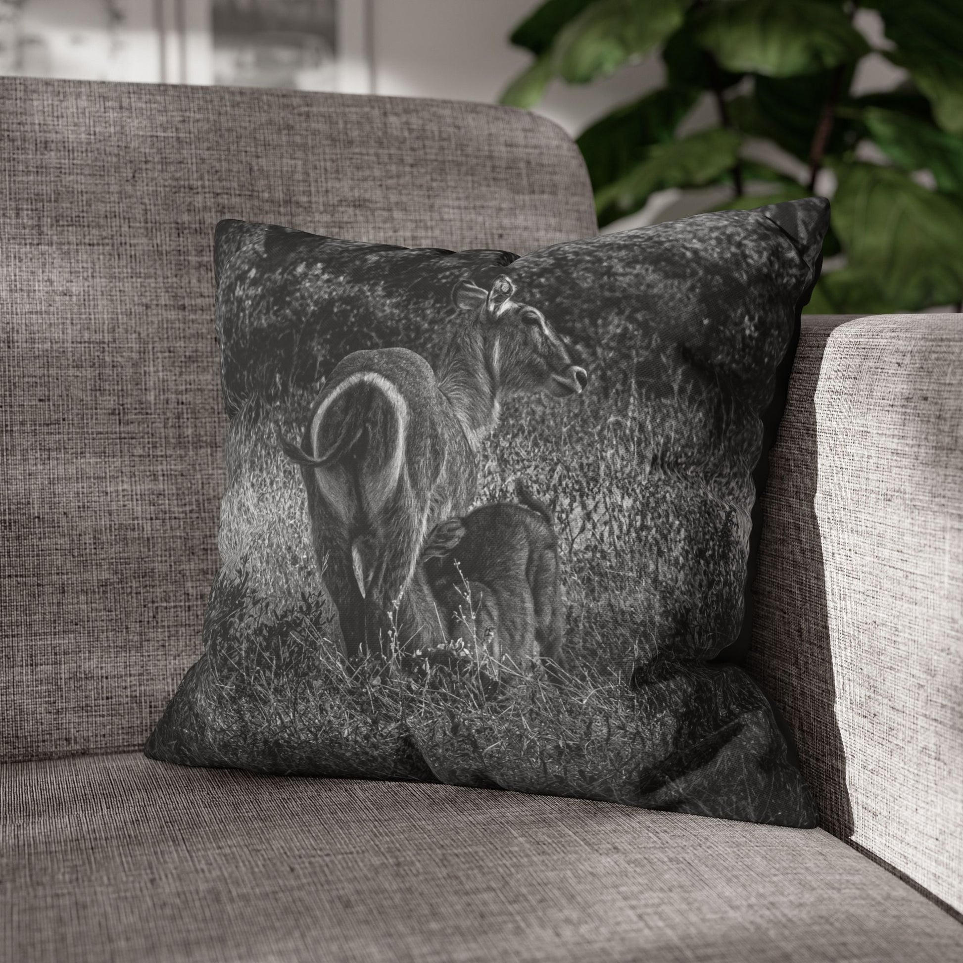 Waterbuck Baby Animal Pillowcase B&W