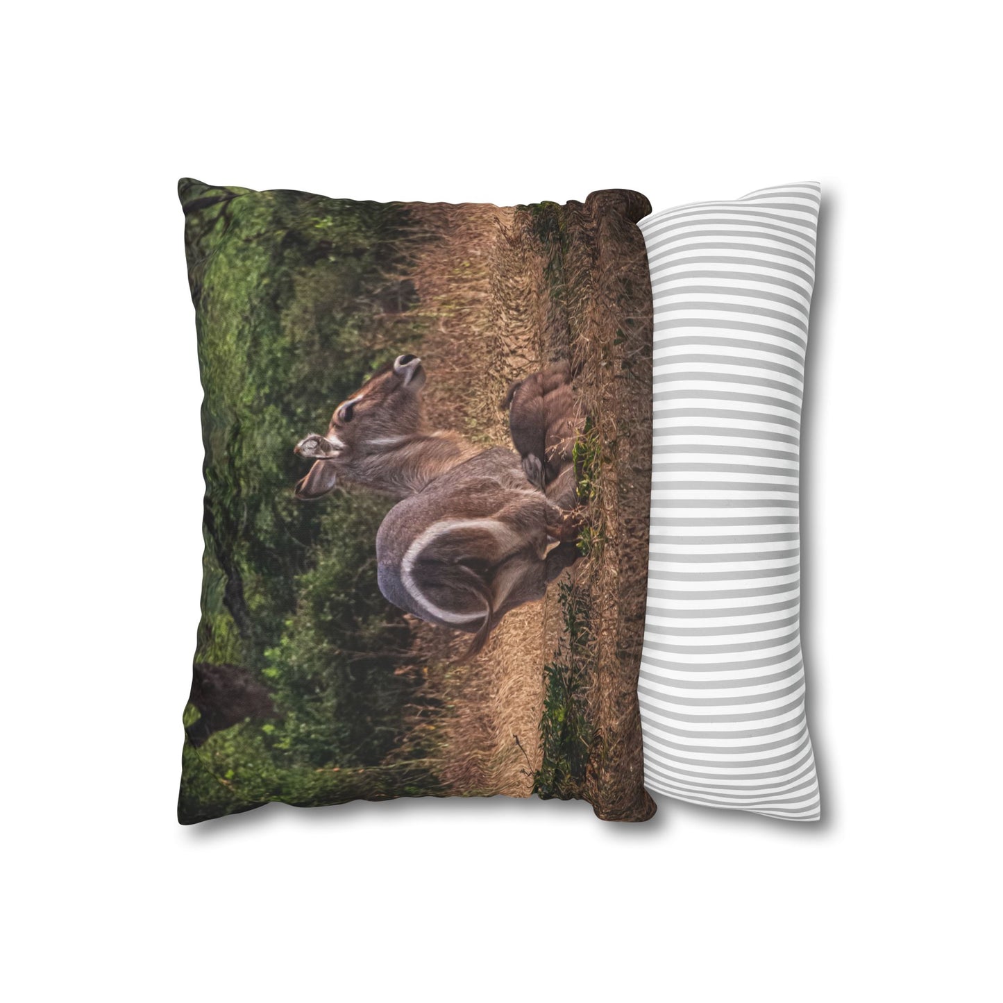 Poly Canvas Pillowcase - Waterbuck and Baby