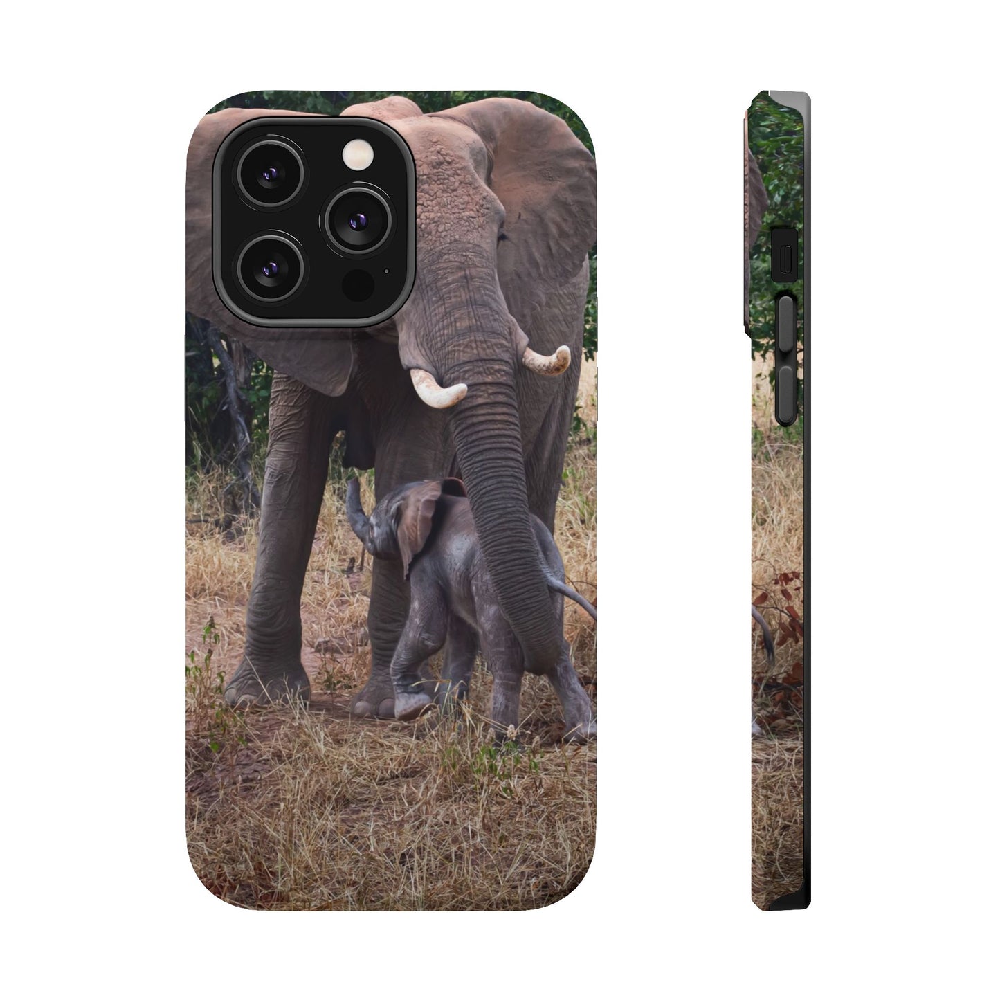 Magsafe® Compatible Tough Cases - Elephant and Baby iPhone 14 Pro Max Matte