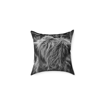 Highland Cattle Pillow B&W 16" × 16"