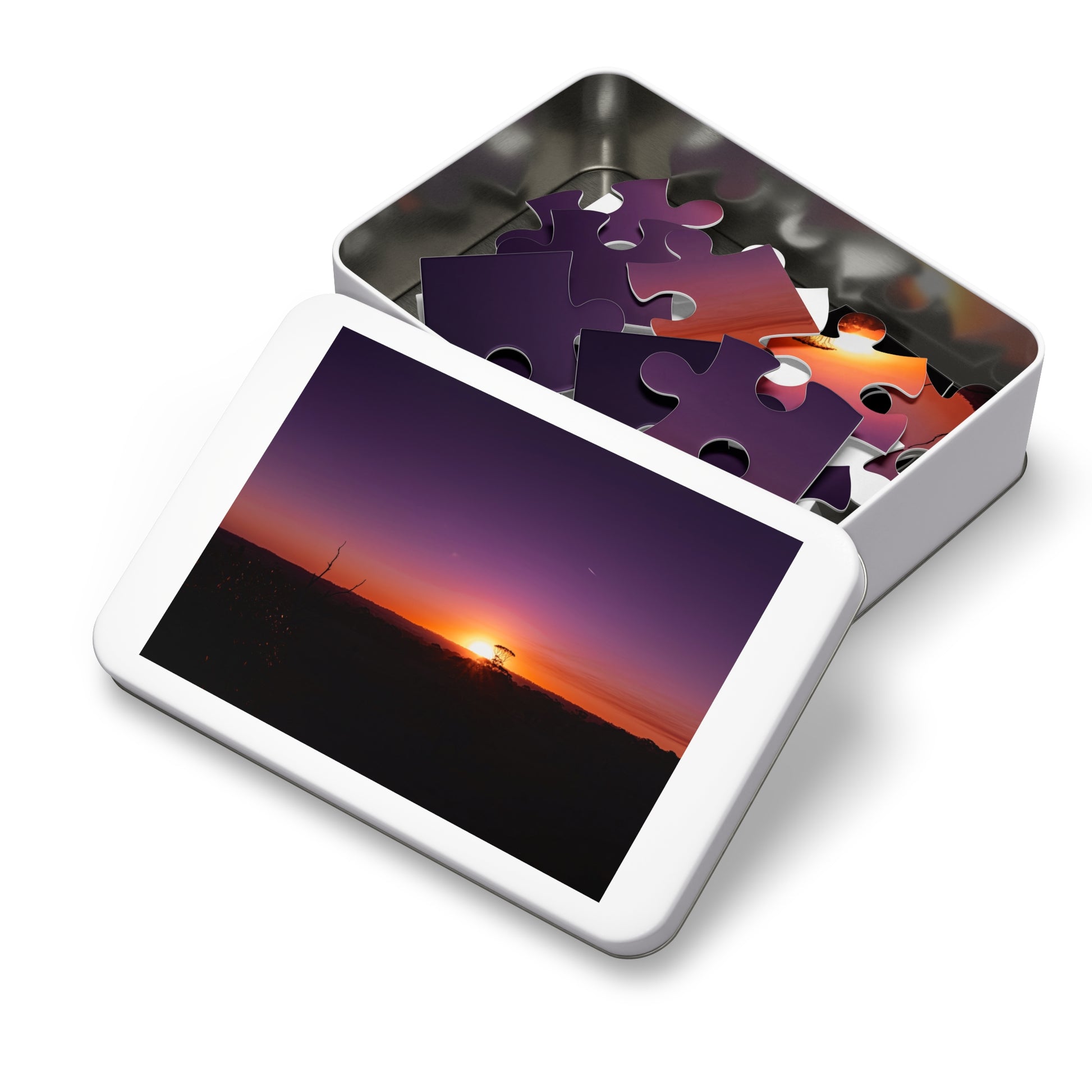 Purple Sunset Jigsaw Puzzle with Tin