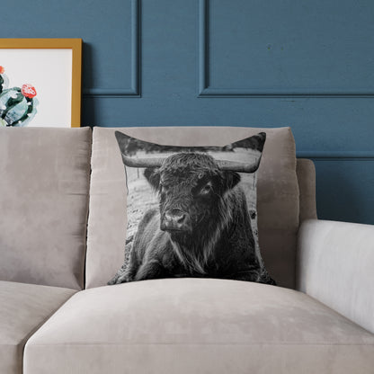 Highland Cattle Pillow B&W