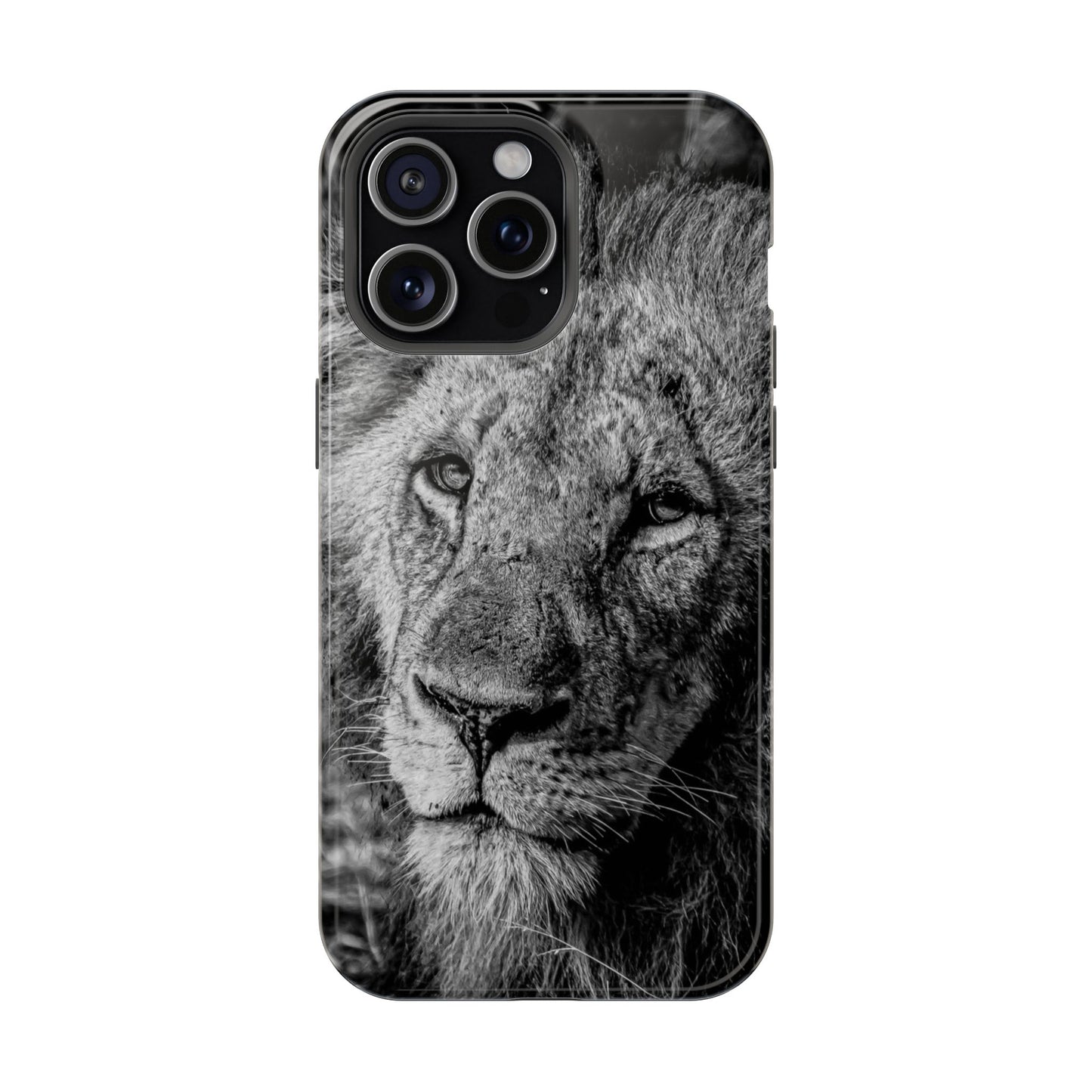 Magsafe® Compatible Tough Cases - Old Lion B&W iPhone 15 Pro Max Glossy