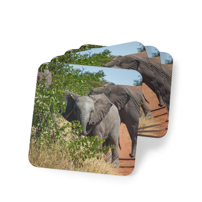 Elephant Coasters For Drinks Square 3.7" x 3.7" 4pcs