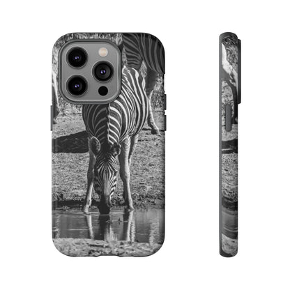 Tough Case - Zebra Drinking B&W iPhone 14 Pro Matte