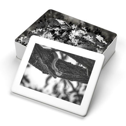 Spotted Bush Snake Puzzle with Tin B&W