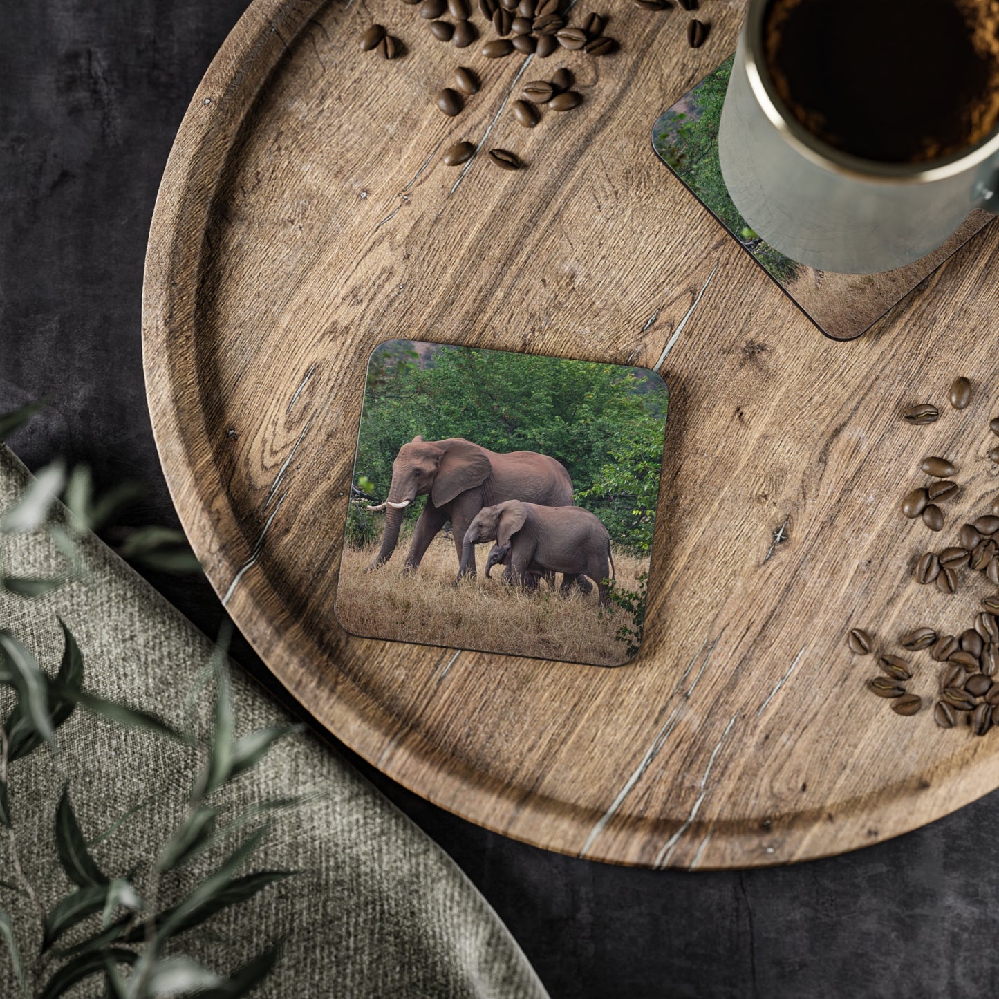 Family of Elephants Coasters Square 3.7" x 3.7" 1pc