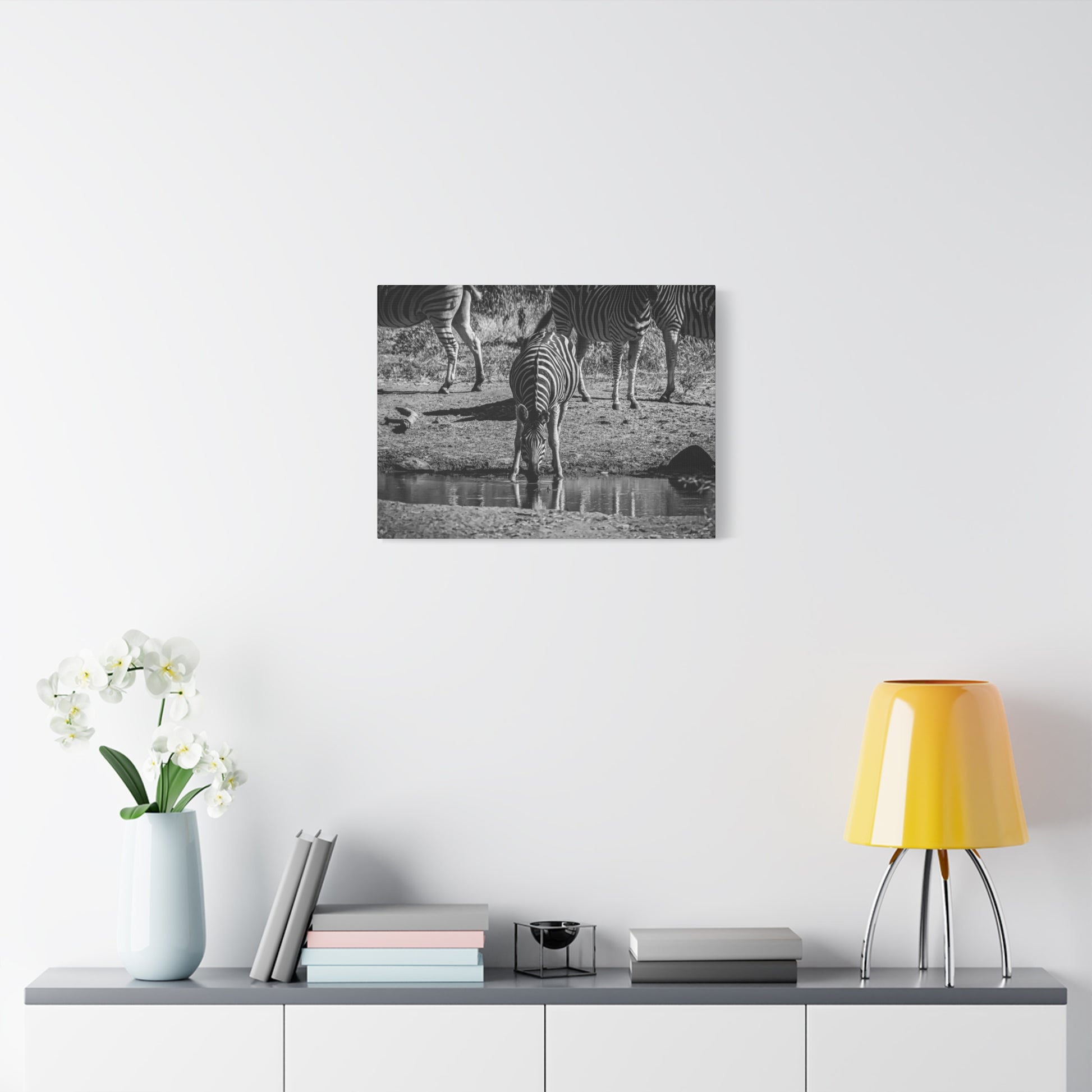 Zebra Nature Print Canvas Print B&W