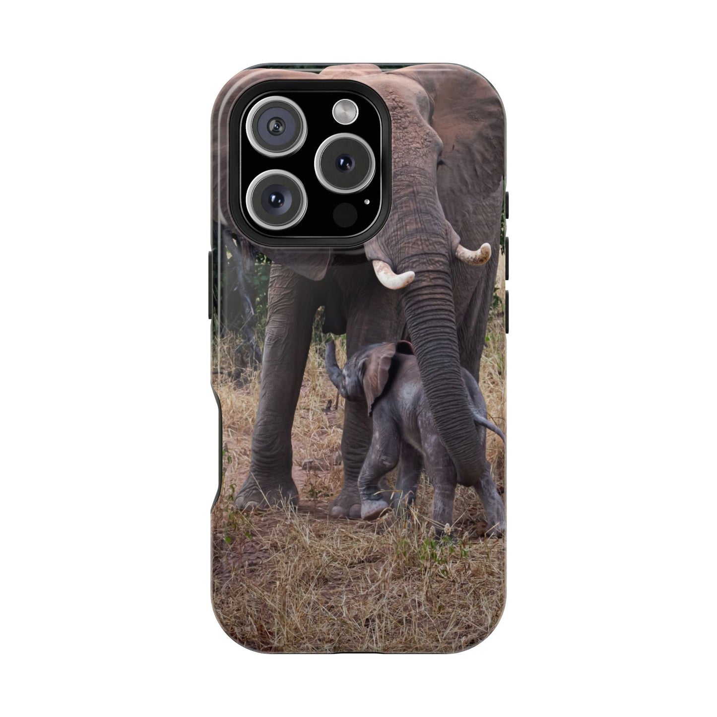 Magsafe® Compatible Tough Cases - Elephant and Baby iPhone 16 Pro Glossy