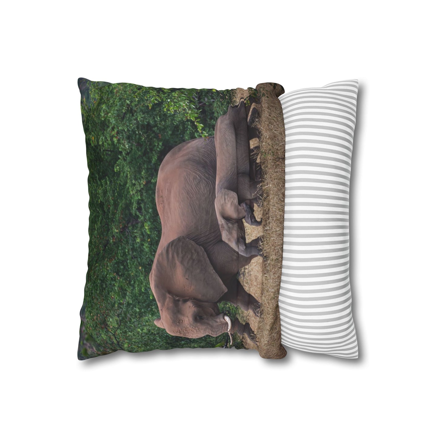 Poly Canvas Pillowcase - Elephant Family