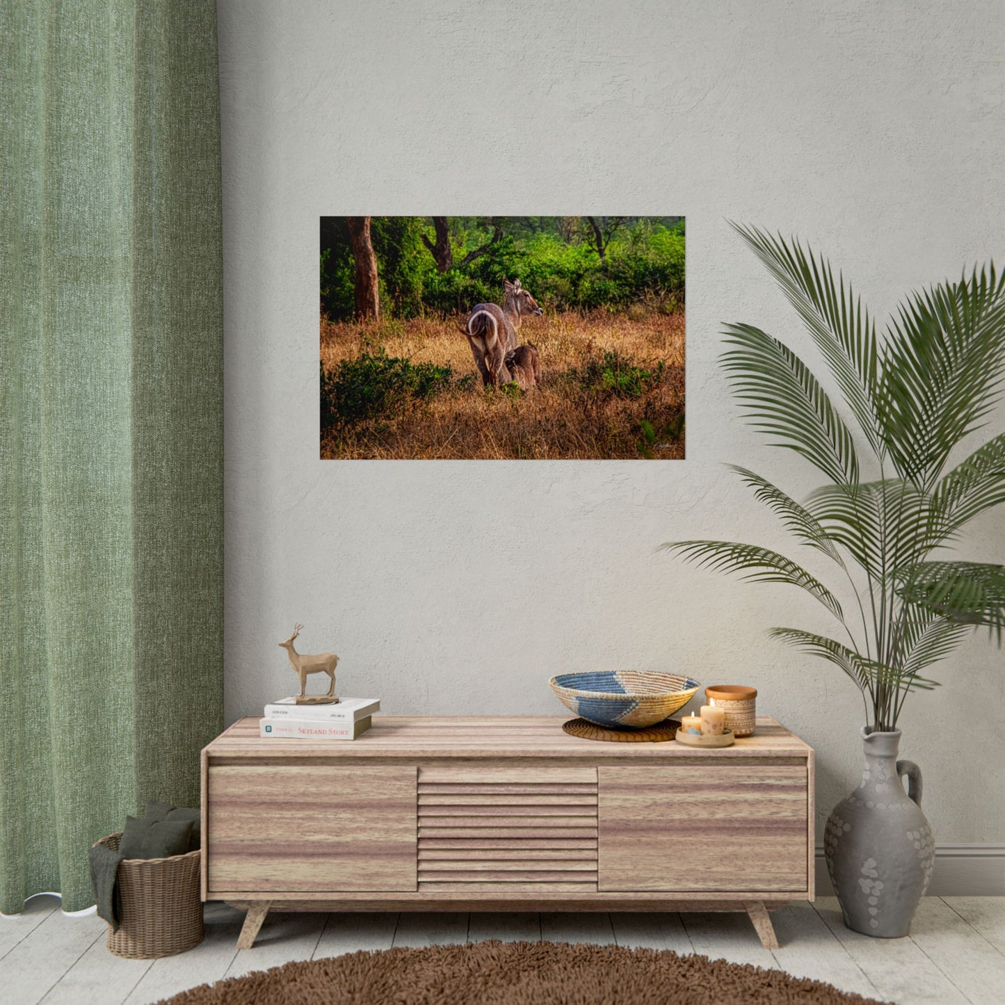 Rolled Posters - Waterbuck and Baby 36" x 24" (Horizontal) Semi Glossy