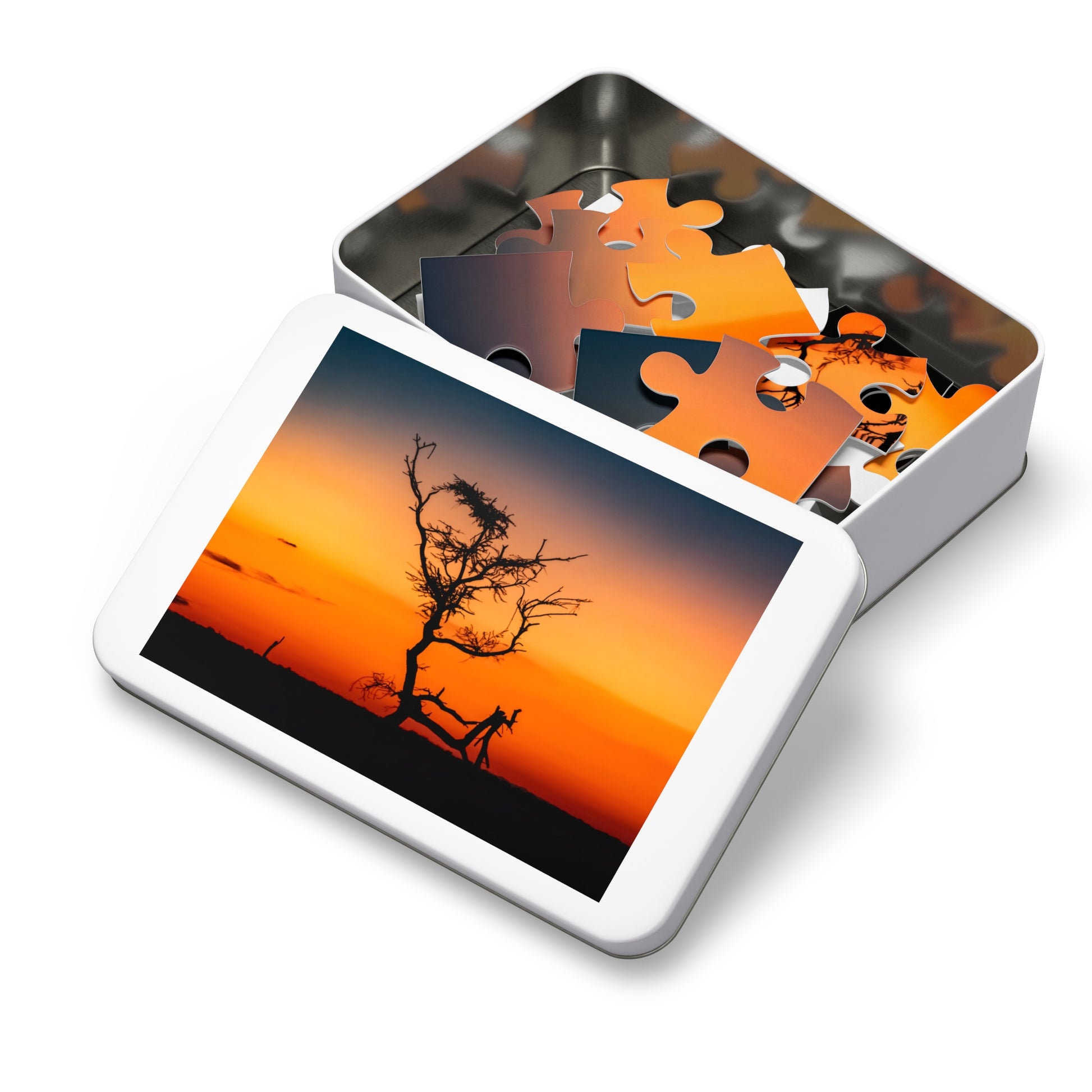 Kalahari Sunset Jigsaw Puzzle with Tin