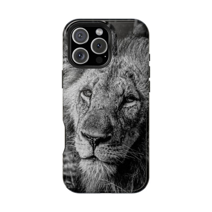 Magsafe® Compatible Tough Cases - Old Lion B&W iPhone 16 Pro Max Glossy